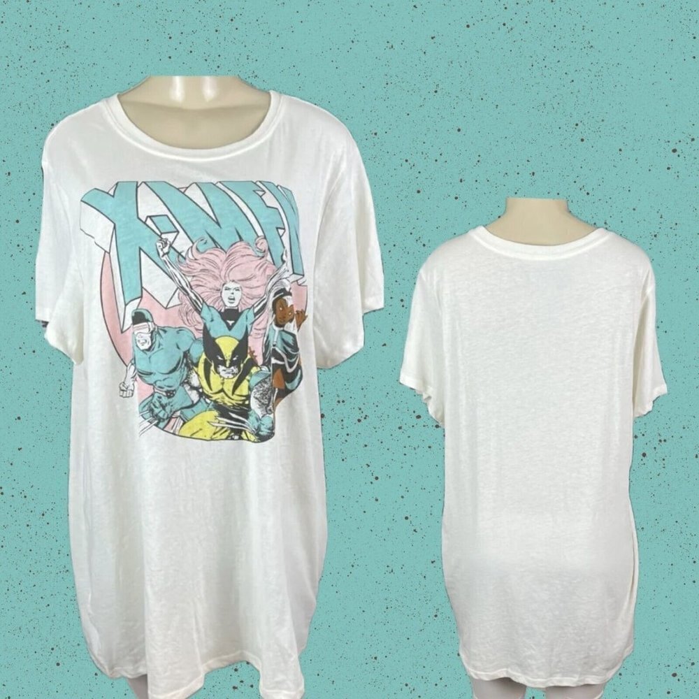 Marvel Torrid Plus 2 Eggshell X-Men 90's Graphic Classic Fit Short Sleeve Tee